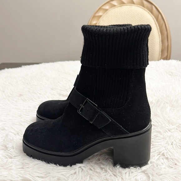 NEW$170 Blondo x Zappos Roary Black lug sole suede sock boot women size 7, 9 - Picture 5 of 9